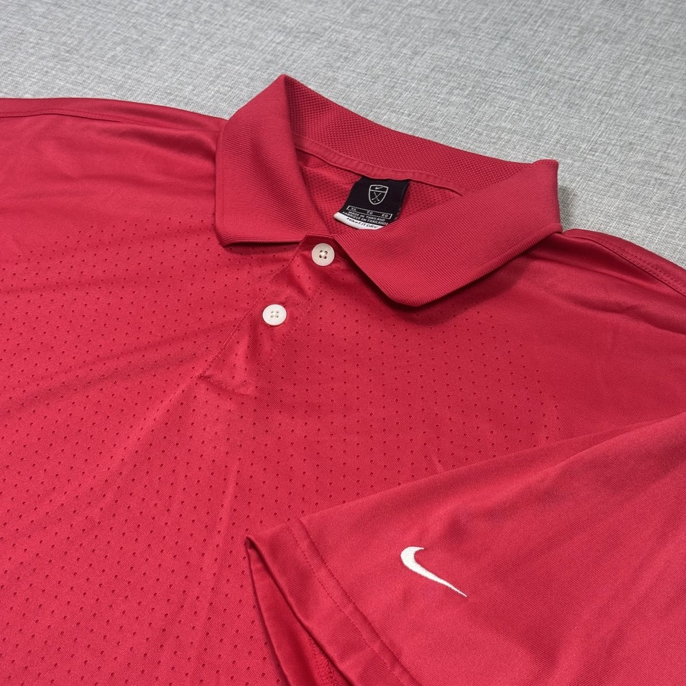Nike Golf FitDry Polo Shirt Mens XL Red Polyester Mesh Breathable Short Sleeve